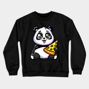 Cute Panda Bear Eating Pizza Crewneck Sweatshirt